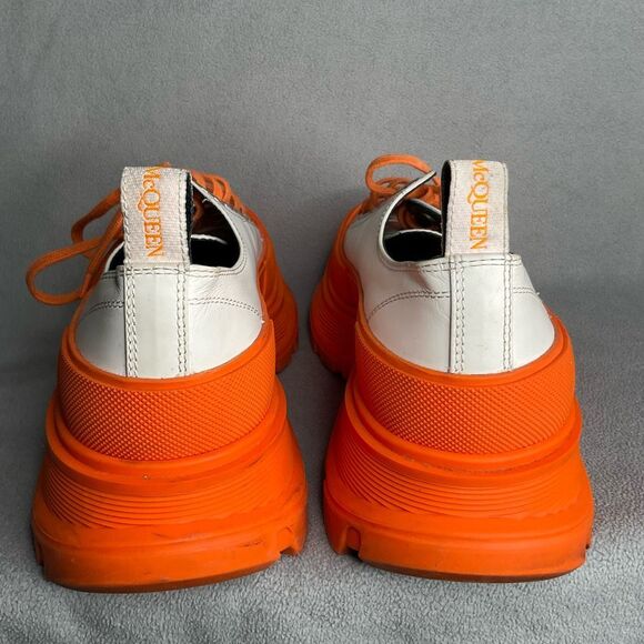 Alexander McQueen White & Orange Tread Slick Low Sneakers size 42/9 Platform - Picture 9 of 12